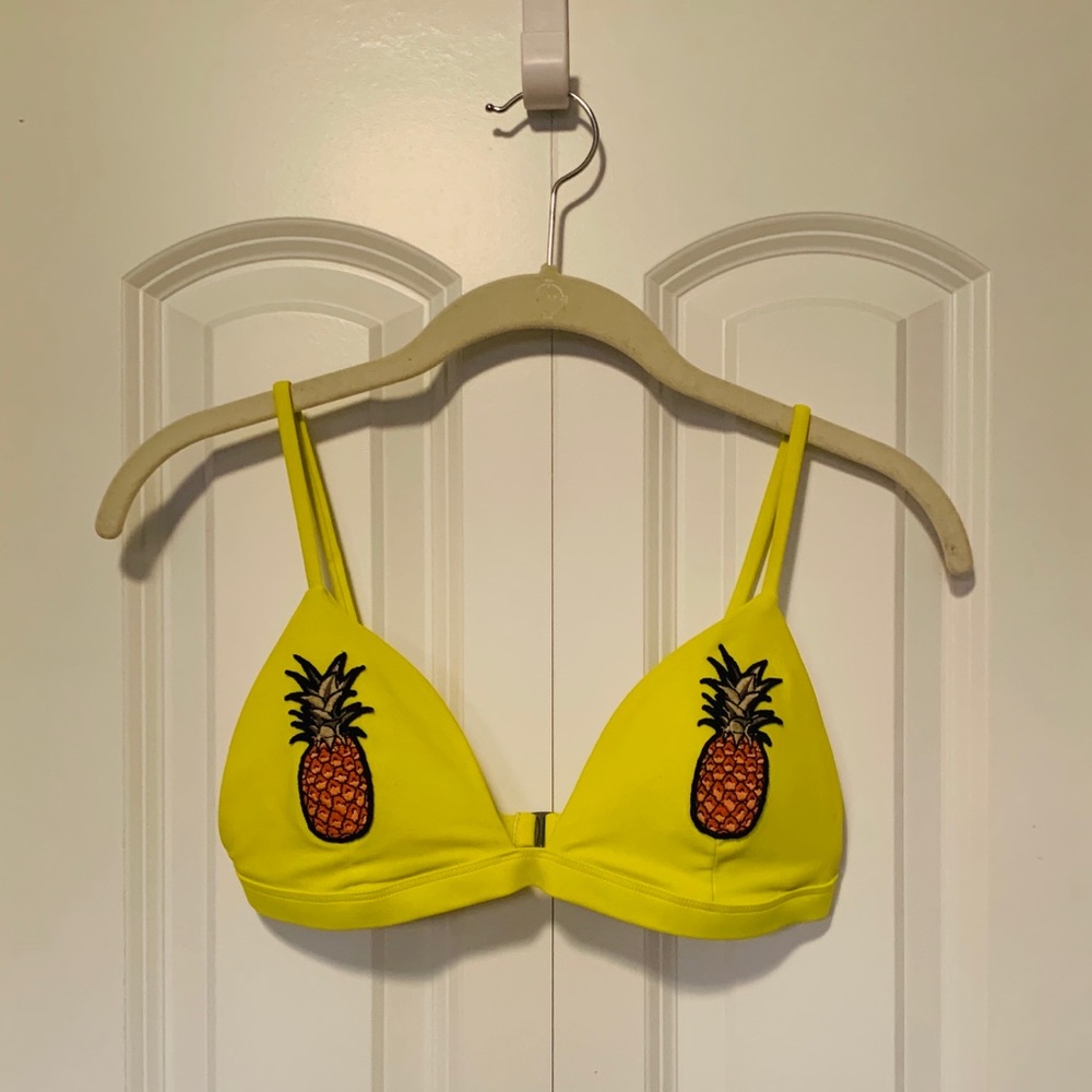Neon Yellow Pineapple Triangle Bikini Top